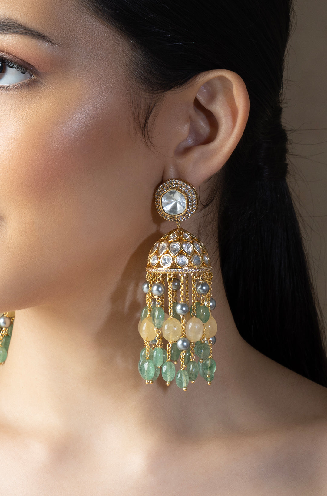 Sukkhi Enchanting Gold Plated Peach Color Stone Jhumki Earrings for Wo -  Sukkhi.com